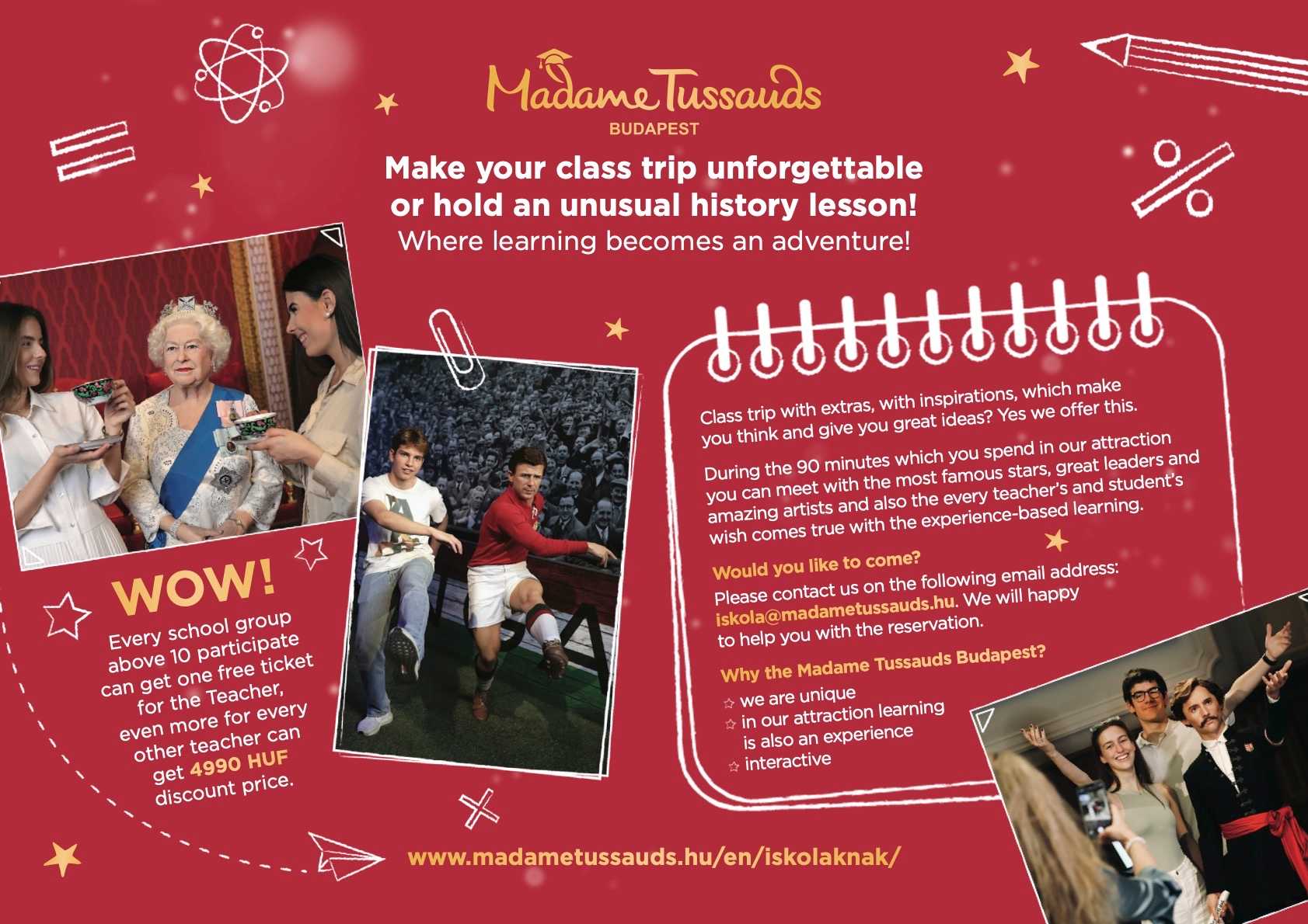 Madame Tussauds Budapest school offers